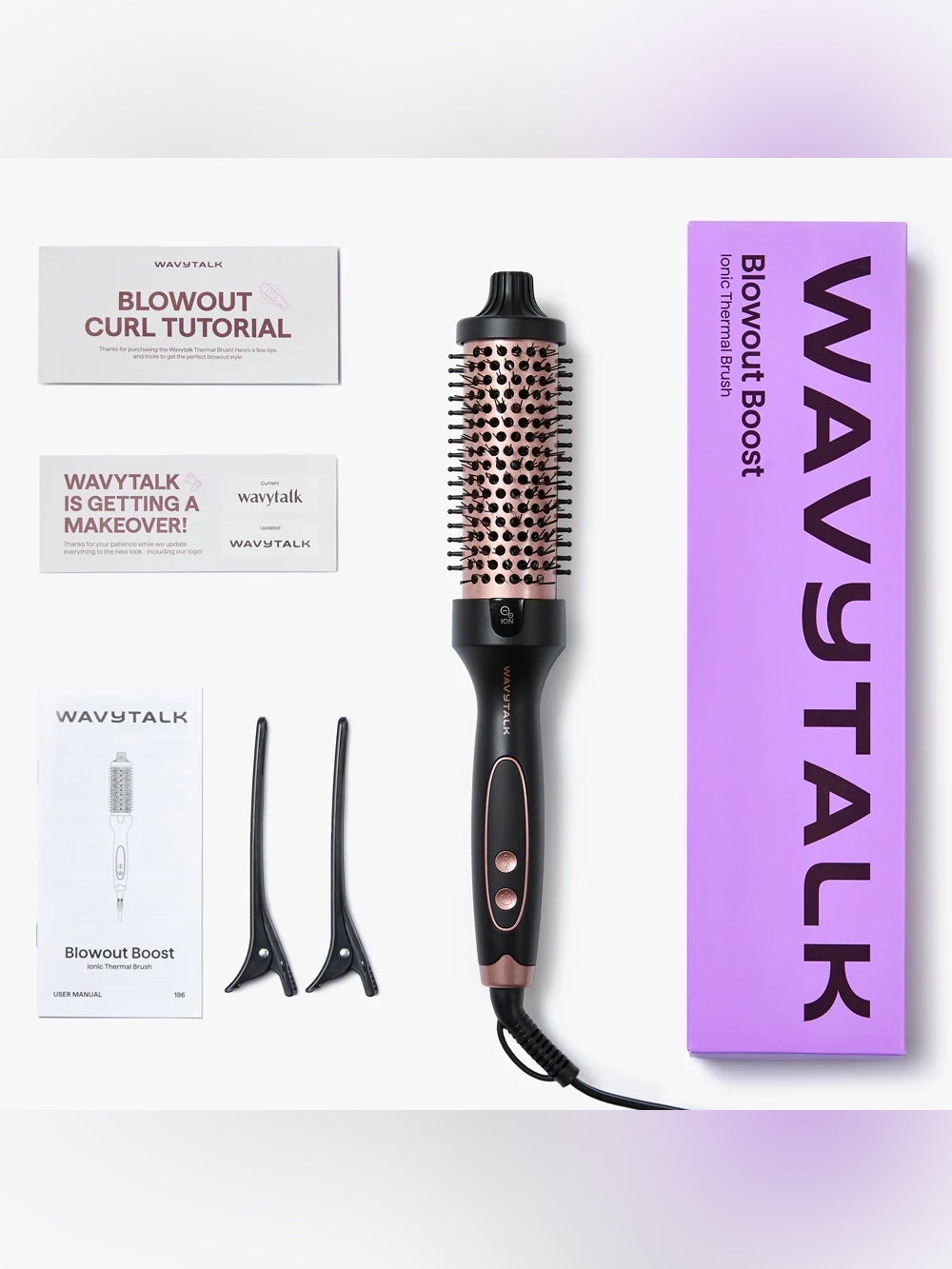 NWT (WAVYTALK) Blowout Boost 1.5 Inch Ionic Thermal Brush- Rose Gold